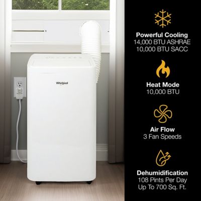 Image showing  14,000 BTU ASHRAE 10,000 BTU SACC Portable Air Conditioner with 10,000 BTU Supplemental Heat