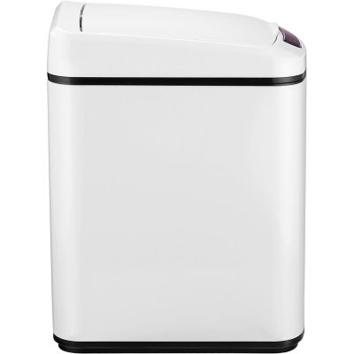 Image showing  3.2-Gallon (12-Liter) Hands-Free Metal Trash Can in Fingerprint-Resistant White with Motion Sensor Lid and Removable Bin
