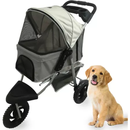 Critter Sitters 55 lb 3-Wheel Single Pet Jogging Stroller and less with storage basket Pet Strollers