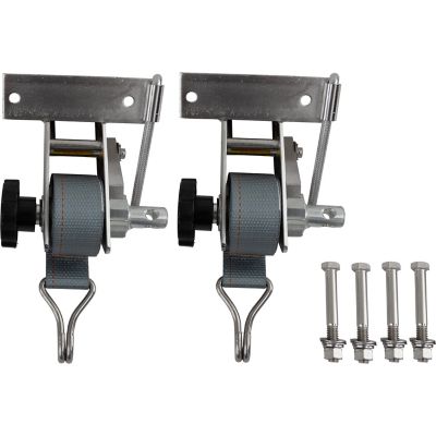 Image showing  Stainless Steel Ladder Rack Ratchet Tie Down Angle Mount with Double J Hooks