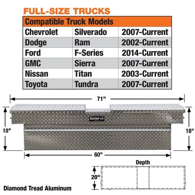 Image showing  Diamond Tread Aluminum Gull Wing Truck Box, 18 x 20 x 71in.