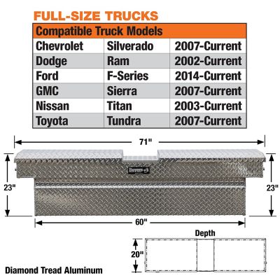 Image showing  Diamond Tread Aluminum Gull Wing Truck Box, 23 x 20 x 71in.