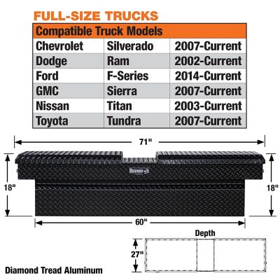 Image showing  Diamond Tread Aluminum Gull Wing Truck Box, 18 x 27 x 71in., Gloss