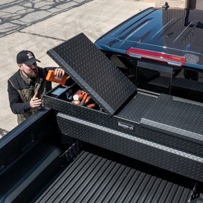 Image showing 9 th Buyers Products Diamond Tread Aluminum Gull Wing Truck Box, 18 x 20 x 71, Textured
