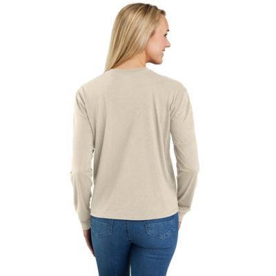 Image showing  Women's TENCEL Loose Fit Lightweight Crew Neck Long-Sleeve Pocket T-Shirt
