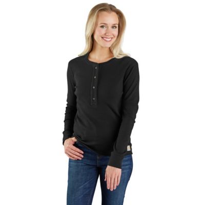 Carhartt Women's TENCEL Relaxed Fit Ribbed Long-Sleeve Henley Shirt