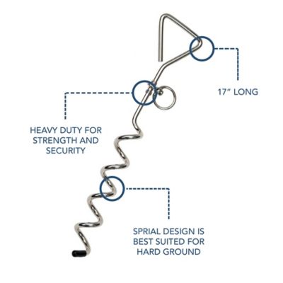 Image showing  Spiral Dog Tie Out Stake for Hard Ground, 17 in., Up to 50 lb. Capacity