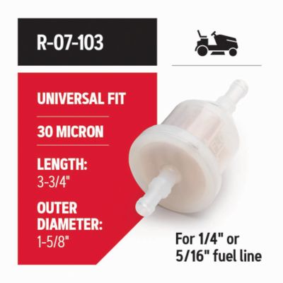 Image showing  Fuel Filter for Riding Mowers, Fits John Deere, Kawasaki, Kohler, and others, R-07-103