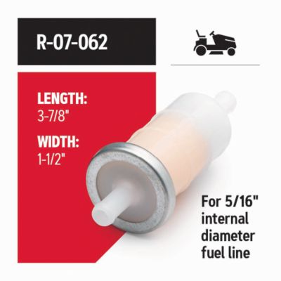 Image showing  Fuel Filter for Riding Mowers, Replaces OEM filter part numbers: Kawasaki: 49019-1055, R-07-062