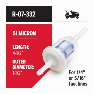 Image showing  Fuel Filter for Riding Mowers, Fits Kohler CV11-CV16, K181-K341, KT17, KT19 and M8-M20 Engines, R-07-332