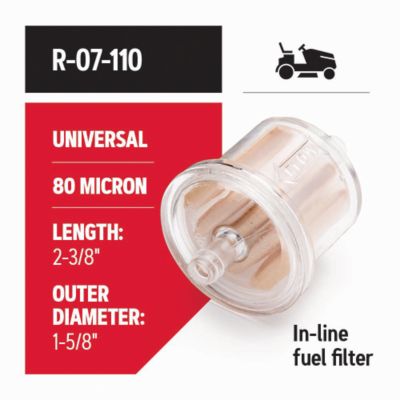 Image showing  Fuel Filter for Riding Mowers, Universal Fit for 1/4 in., 5/16 in. and 6-8mm ID Fuel Lines, R-07-110