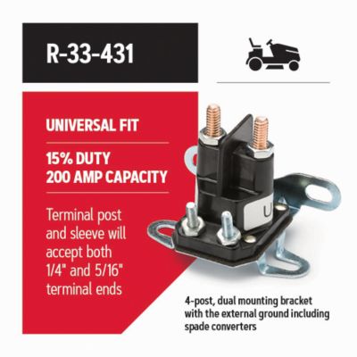 Image showing  Solenoid for Riding Mowers, Universal Fit, R-33-431