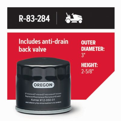 Image showing  Oil Filter for Riding Mowers, Fits Kohler Command, Aegis, Courage, Triad OHC, Bad Boy, John Deere and Woods, R, 83-284