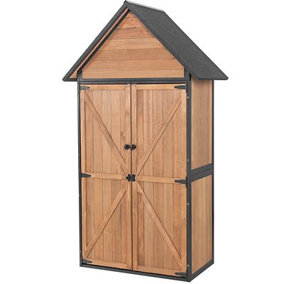 Aivituvin 30.3 in. x 16.5 in. AIR7004 Outdoor Storage Shed Cabinet Metal Frame for Stability, Brown