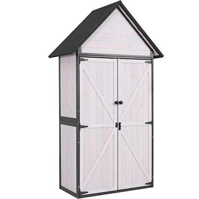 Aivituvin AIR7005 Outdoor Storage Shed Cabinet Metal Frame for Stability - White