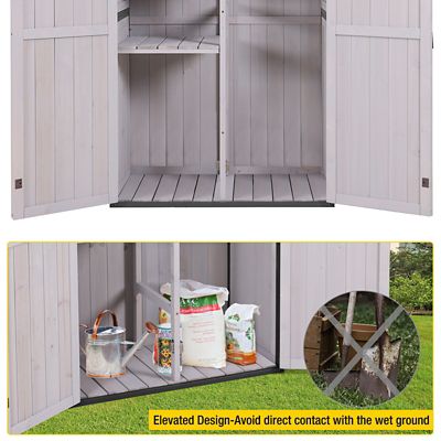 Image showing  AIR7005 Outdoor Storage Shed Cabinet Metal Frame for Stability - White