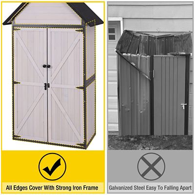 Image showing  AIR7005 Outdoor Storage Shed Cabinet Metal Frame for Stability - White