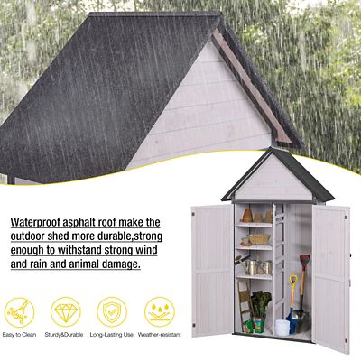 Image showing  AIR7005 Outdoor Storage Shed Cabinet Metal Frame for Stability - White