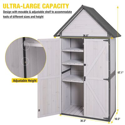 Image showing 5 th Aivituvin AIR7005 Outdoor Storage Shed Cabinet Metal Frame for Stability - White