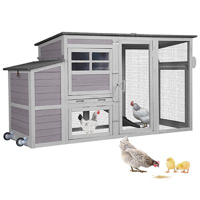 Aivituvin Large Chicken House Outdoor Chicken Coop, 2 to 3 Chicken Capacity, Chicken Coop with Wheels