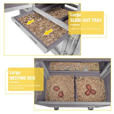 Image showing  Large Chicken House Outdoor Chicken Coop, 2 to 3 Chicken Capacity, Chicken Coop with Wheels