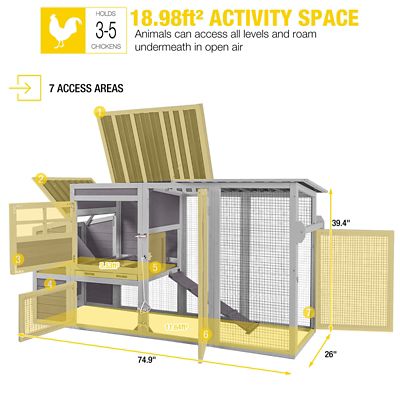 Image showing 5 th Aivituvin Large Chicken House Outdoor Chicken Coop, 2 to 3 Chicken Capacity, Chicken Coop with Wheels