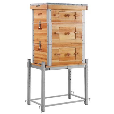 Image showing  Wooden Bee Box with Metal Frame, Beeswax Coating, Large