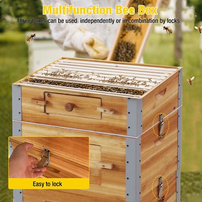 Image showing 7 th Aivituvin Wooden Bee Box with Metal Frame, Beeswax Coating, Large