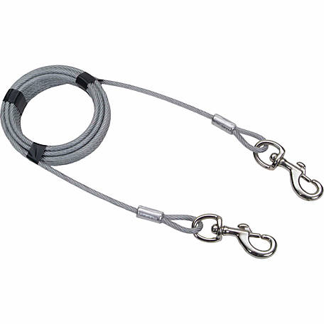 Dog Chains Outside for Outdoor,Yard,Camping Lightweight and Durable Steel Wire Dog Leash Cable with Stainless Dual Fix Buckle Tresbro 15FT Reflective Dog Tie Out Cable for Dogs Up to 250 Pounds 