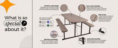 Image showing 8 th Hampden Furnishings Travis Collection Folding Picnic Table