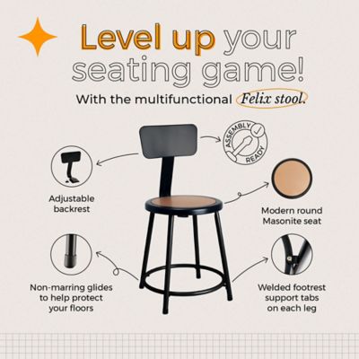 Image showing  Felix Collection Steel Stool with Backrest