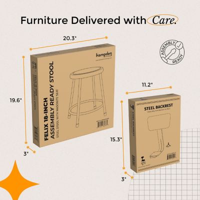 Image showing  Felix Collection Steel Stool with Backrest