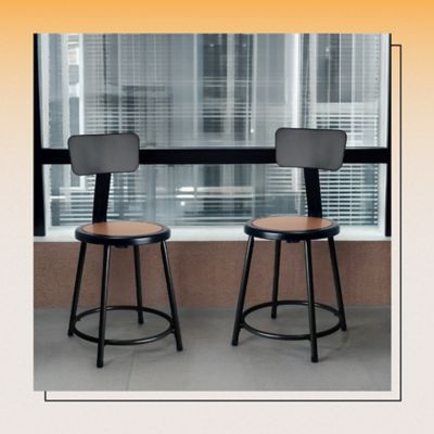 Image showing 8 th Hampden Furnishings Felix Collection Steel Stool with Backrest