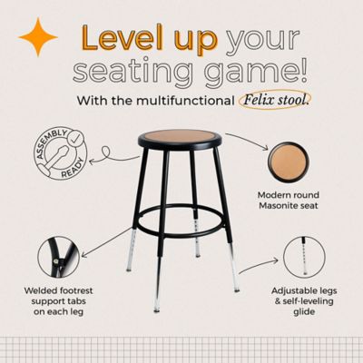 Image showing  Felix Collection Height Adjustable Steel Stool