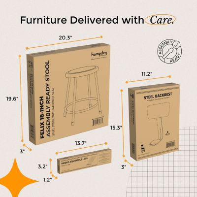 Image showing  Felix Collection Height Adjustable Steel Stool with Backrest