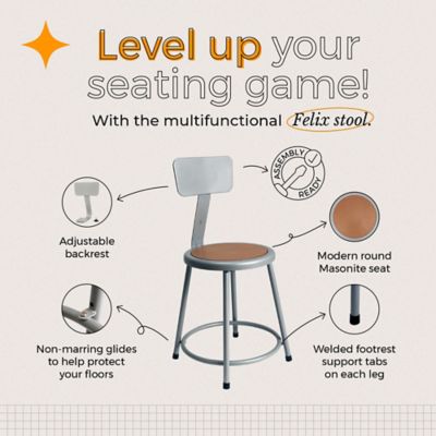 Image showing  Felix Collection Steel Stool with Backrest