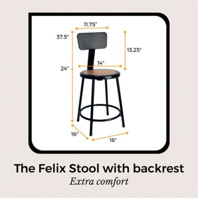 Image showing 2 th Hampden Furnishings Felix Collection Steel Stool with Backrest