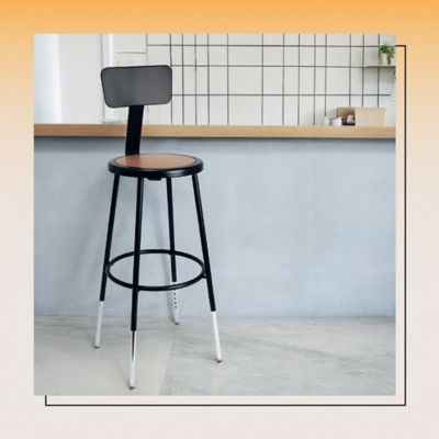 Image showing 9 th Hampden Furnishings Felix Collection Height Adjustable Steel Stool with Backrest