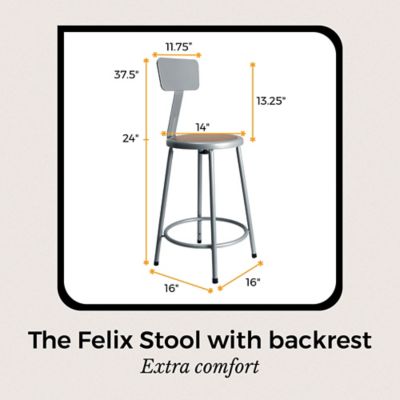 Image showing  Felix Collection Steel Stool with Backrest