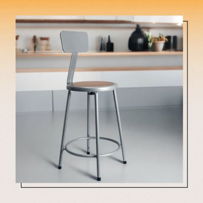 Image showing 8 th Hampden Furnishings Felix Collection Steel Stool with Backrest