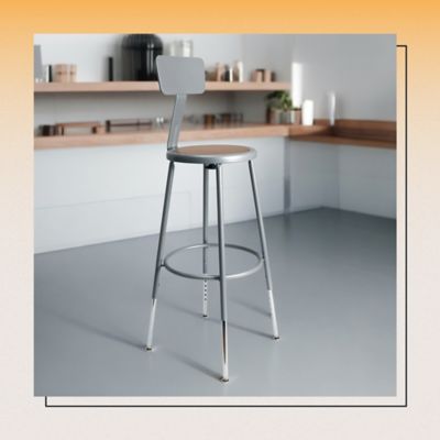 Image showing 9 th Hampden Furnishings Felix Collection Height Adjustable Steel Stool with Backrest