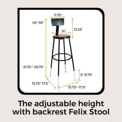 Image showing  Felix Collection Height Adjustable Steel Stool with Backrest