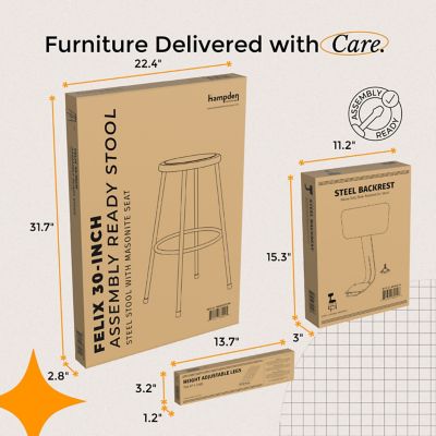 Image showing  Felix Collection Height Adjustable Steel Stool with Backrest