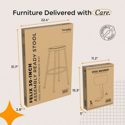 Image showing 3 th Hampden Furnishings Felix Collection Steel Stool with Backrest