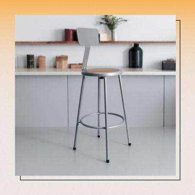Image showing 8 th Hampden Furnishings Felix Collection Steel Stool with Backrest