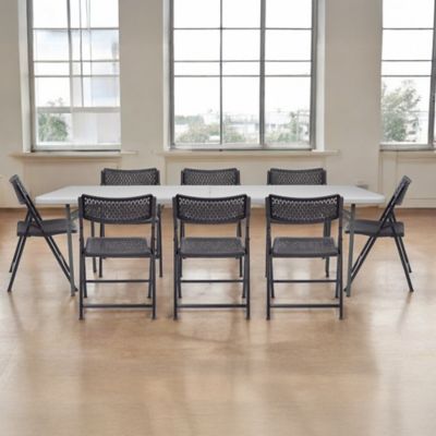 Image showing 6 th Hampden Furnishings Frank Collection Premium Seating Plastic Fold in Half Table, 30 x 96 in.