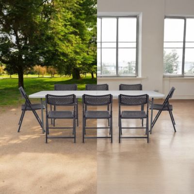 Image showing 7 th Hampden Furnishings Frank Collection Premium Seating Plastic Fold in Half Table, 30 x 96 in.