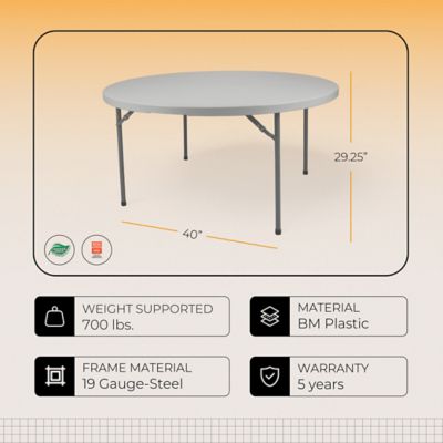 Image showing  Frank Collection Premium Seating Round Plastic Fold in Half Table, 48 in.