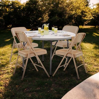 Image showing 6 th Hampden Furnishings Frank Collection Premium Seating Round Plastic Fold in Half Table, 48 in.