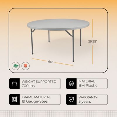 Image showing  Frank Collection Premium Seating Round Plastic Fold in Half Table, 60 in.